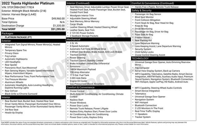 2022 Toyota Highlander Platinum