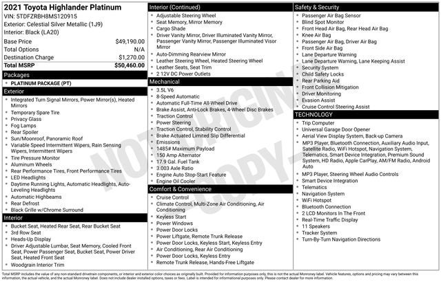 2021 Toyota Highlander Platinum