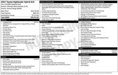 2021 Toyota HIGHLANDER HYBRD XLE