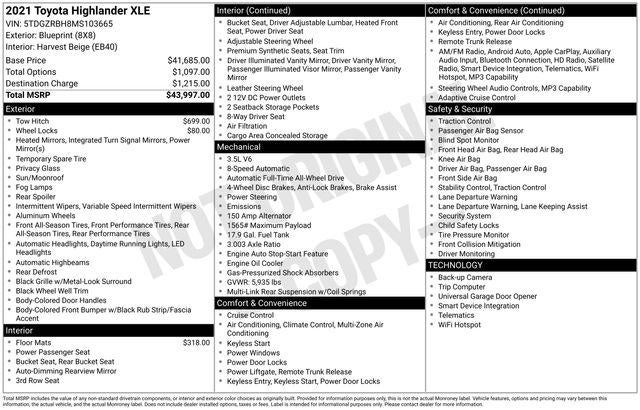 2021 Toyota HIGHLANDER XLE