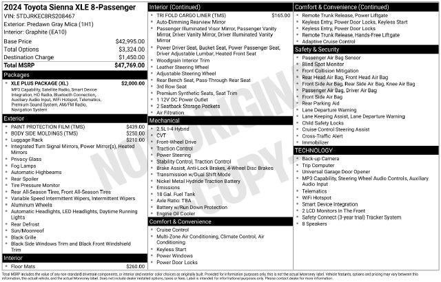 2024 Toyota Sienna XLE 8 Passenger