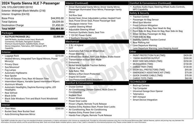 2024 Toyota Sienna XLE 7 Passenger