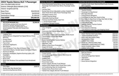 2024 Toyota SIENNA XLE AWD XLE 7 Passenger