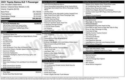 2021 Toyota SIENNA XLE AWD XLE 7 Passenger
