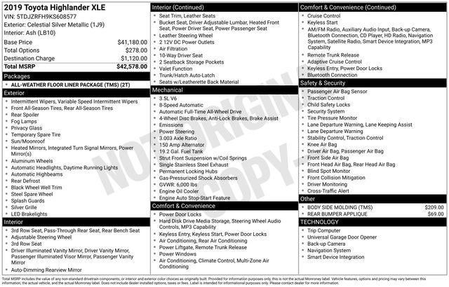 2019 Toyota HIGHLANDER XLE