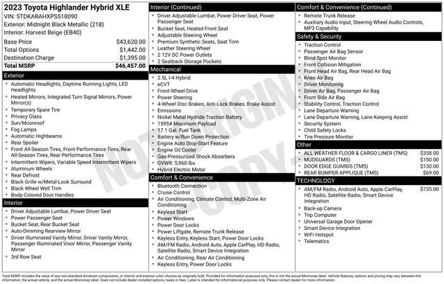 2023 Toyota Highlander Hybrid XLE