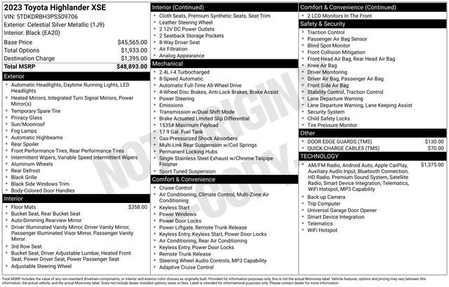2023 Toyota Highlander XSE