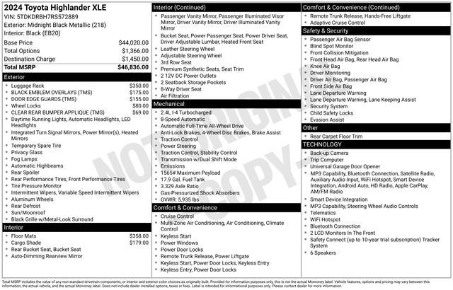 2024 Toyota Highlander XLE