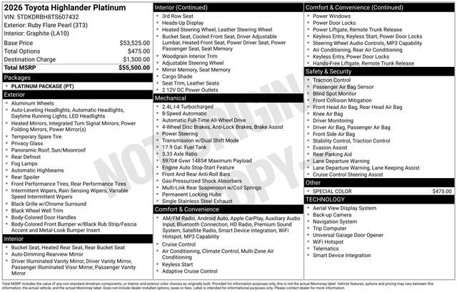 2026 Toyota Highlander Platinum
