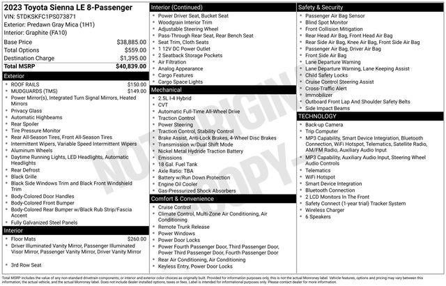 2023 Toyota SIENNA LE AWD LE 8 Passenger
