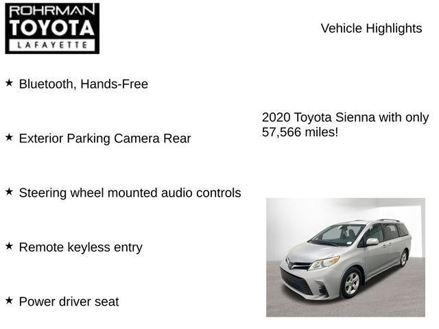2020 Toyota SIENNA LE 3.5L LE 8 Passenger