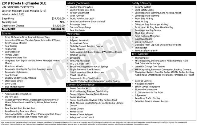 2019 Toyota Highlander XLE