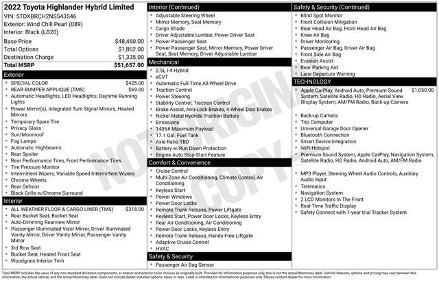 2022 Toyota Highlander Hybrid Limited