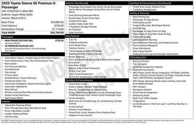2020 Toyota Sienna SE Premium 8 Passenger