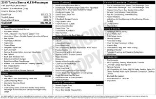 2015 Toyota Sienna XLE 8 Passenger