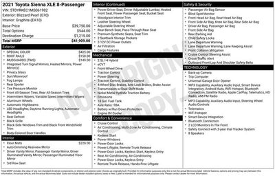 2021 Toyota Sienna XLE 8 Passenger