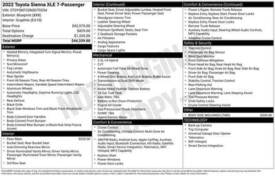 2022 Toyota SIENNA XLE AWD XLE 7 Passenger