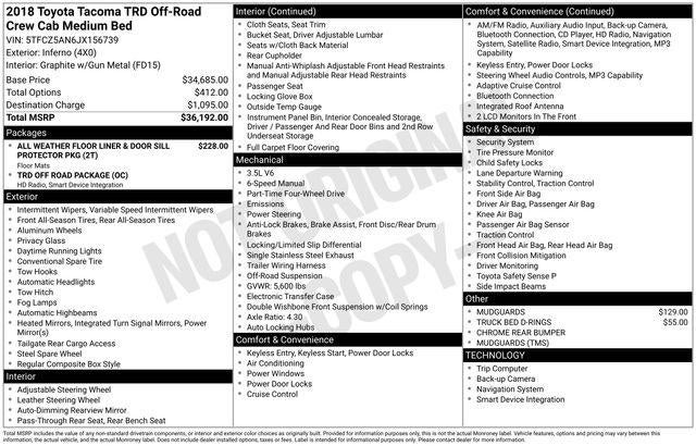 2018 Toyota TACOMA TRD OFFRD TRD Off-Road V6
