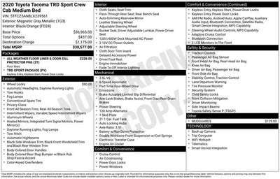 2020 Toyota TACOMA TRD SPORT TRD Sport V6