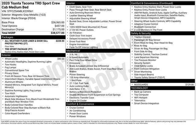 2020 Toyota TACOMA TRD SPORT TRD Sport V6