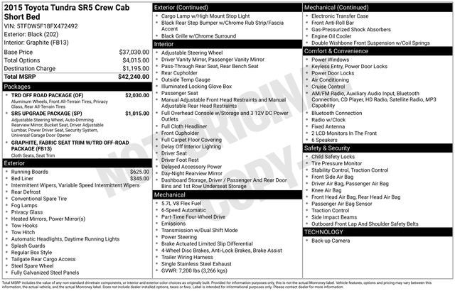 2015 Toyota TUNDRA 4X4 SR5 CrewMax