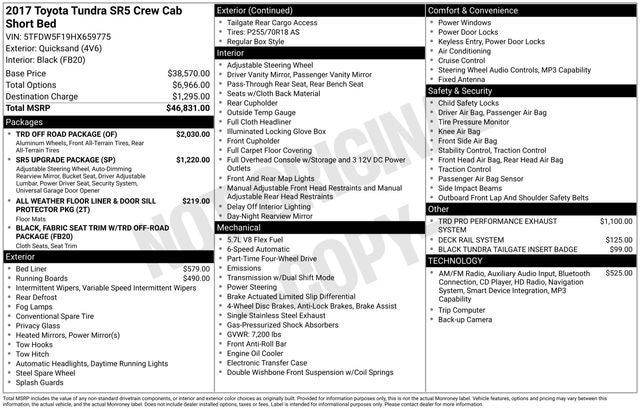 2017 Toyota Tundra SR5 5.7L V8