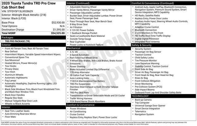 2020 Toyota TUNDRA TRD PRO TRD Pro