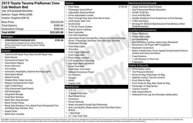 2015 Toyota TACOMA PRERUNNER PreRunner