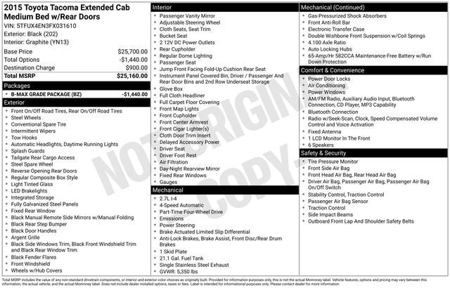 2015 Toyota TACOMA 4X4 Base