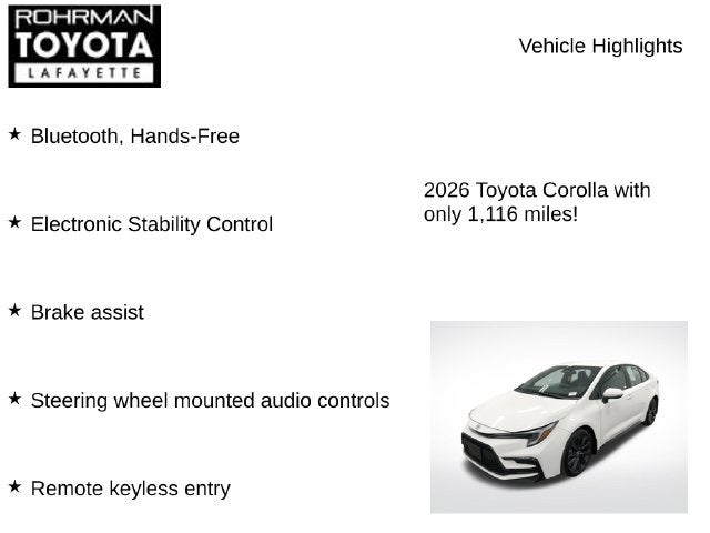 2026 Toyota Corolla SE