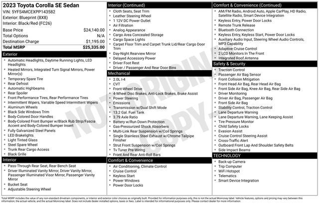 2023 Toyota COROLLA SE