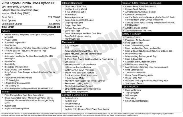 2023 Toyota Corolla Cross Hybrid Hybrid SE