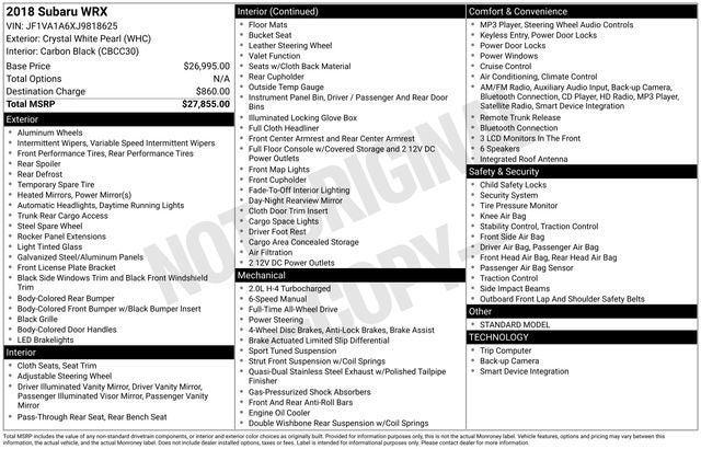2018 Subaru WRX Base