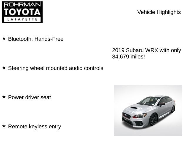 2019 Subaru WRX Limited
