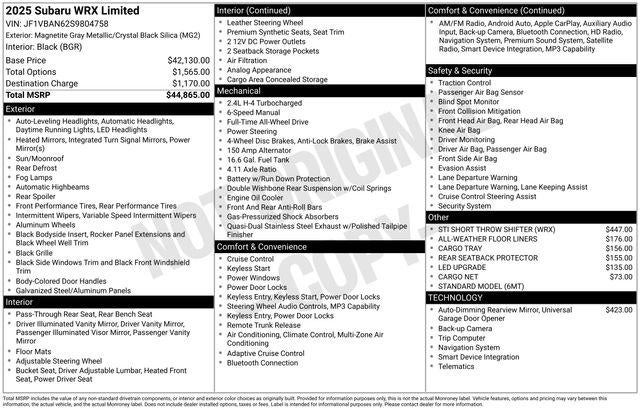 2025 Subaru WRX Limited