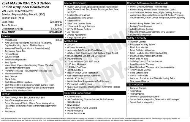 2024 Mazda Mazda CX-5 2.5 S Carbon Edition