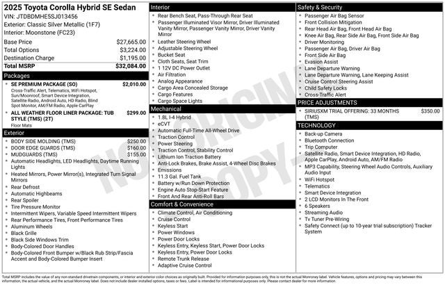 2025 Toyota Corolla Hybrid SE