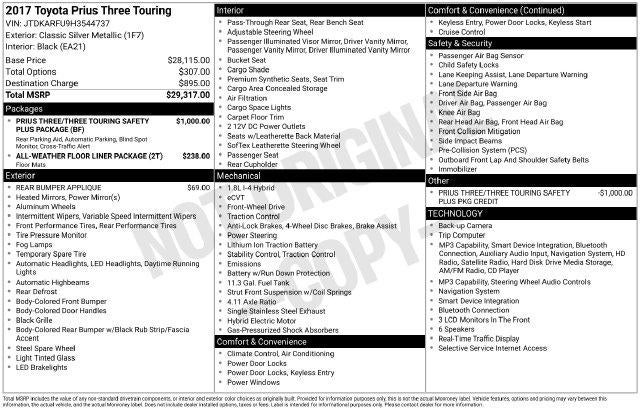 2017 Toyota Prius Three Touring