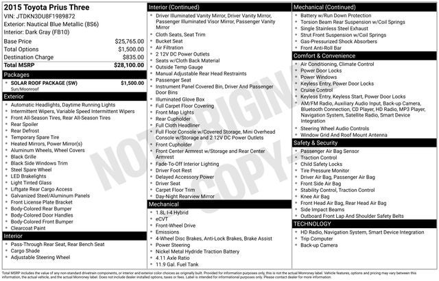 2015 Toyota PRIUS Three