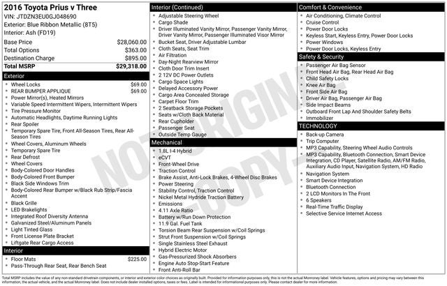2016 Toyota Prius v Three