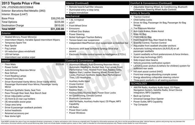 2013 Toyota Prius v Five