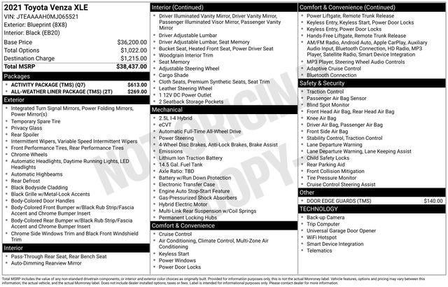 2021 Toyota Venza XLE XLE