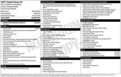 2021 Toyota Venza LE LE