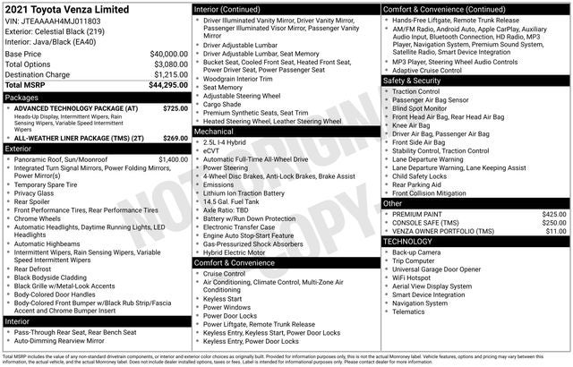 2021 Toyota Venza LIMITED Limited