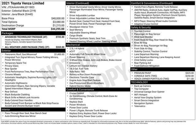 2021 Toyota Venza LIMITED Limited
