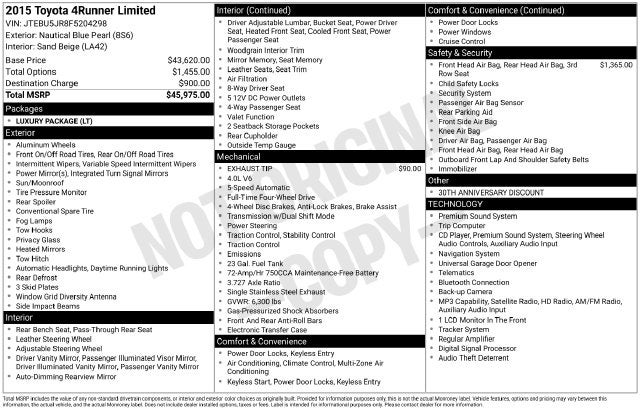 2015 Toyota 4RUNNER Limited