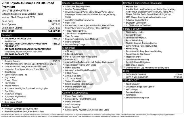 2020 Toyota 4RUNNER TRD Off-Road Premium