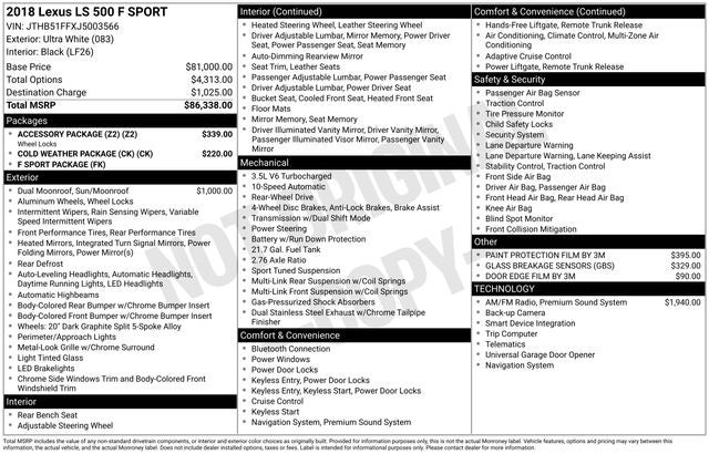 2018 Lexus LS 500 500 F Sport