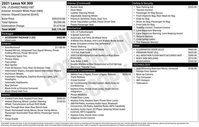 2021 Lexus NX 300 300 Base