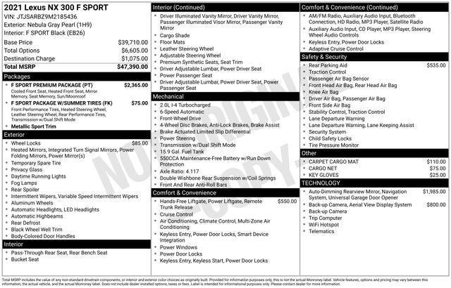 2021 Lexus NX 300 300 F Sport